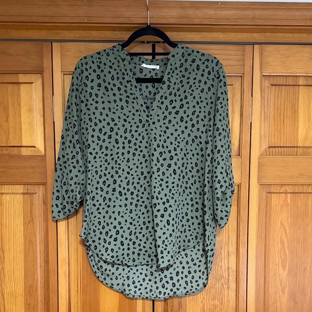 Lush Olive Leopard Print Blouse